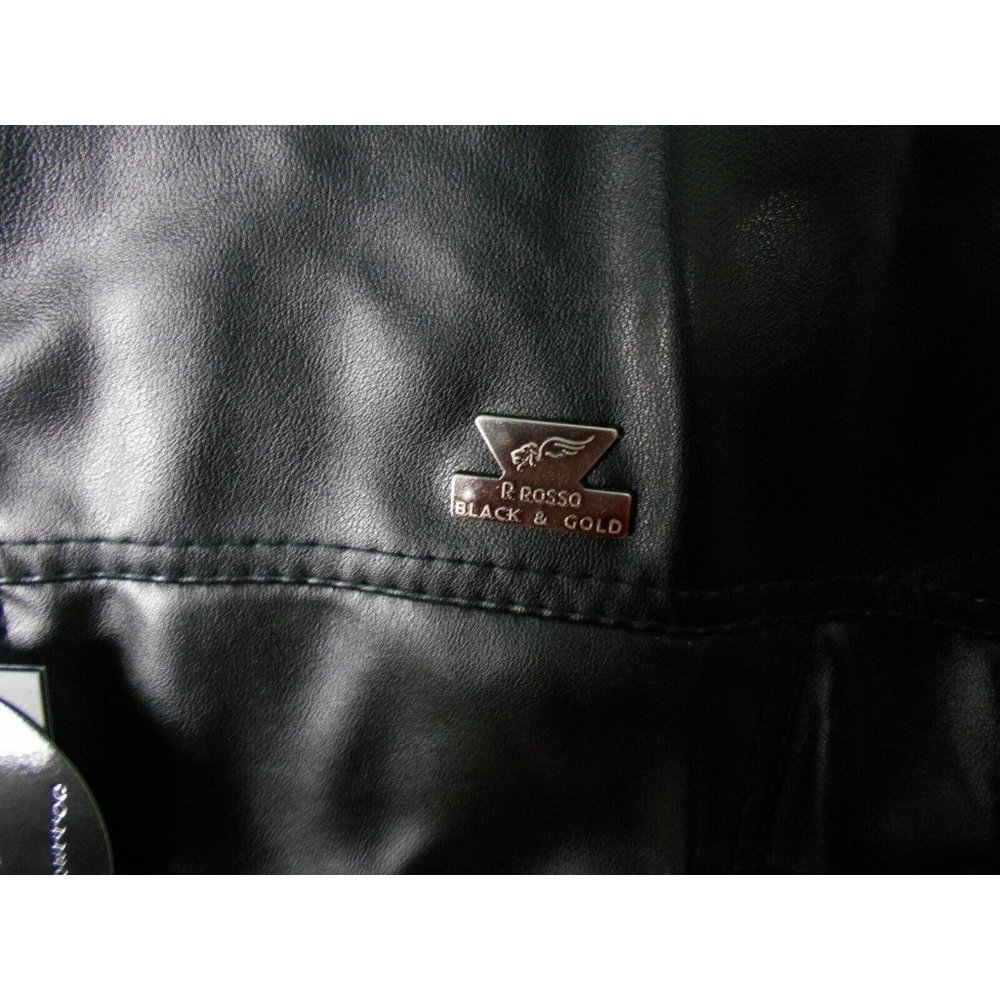**R ROSSO BLACK & GOLD** Men's Black Leather Jacket Size 2XL New W/Tags - Picture 4 of 11